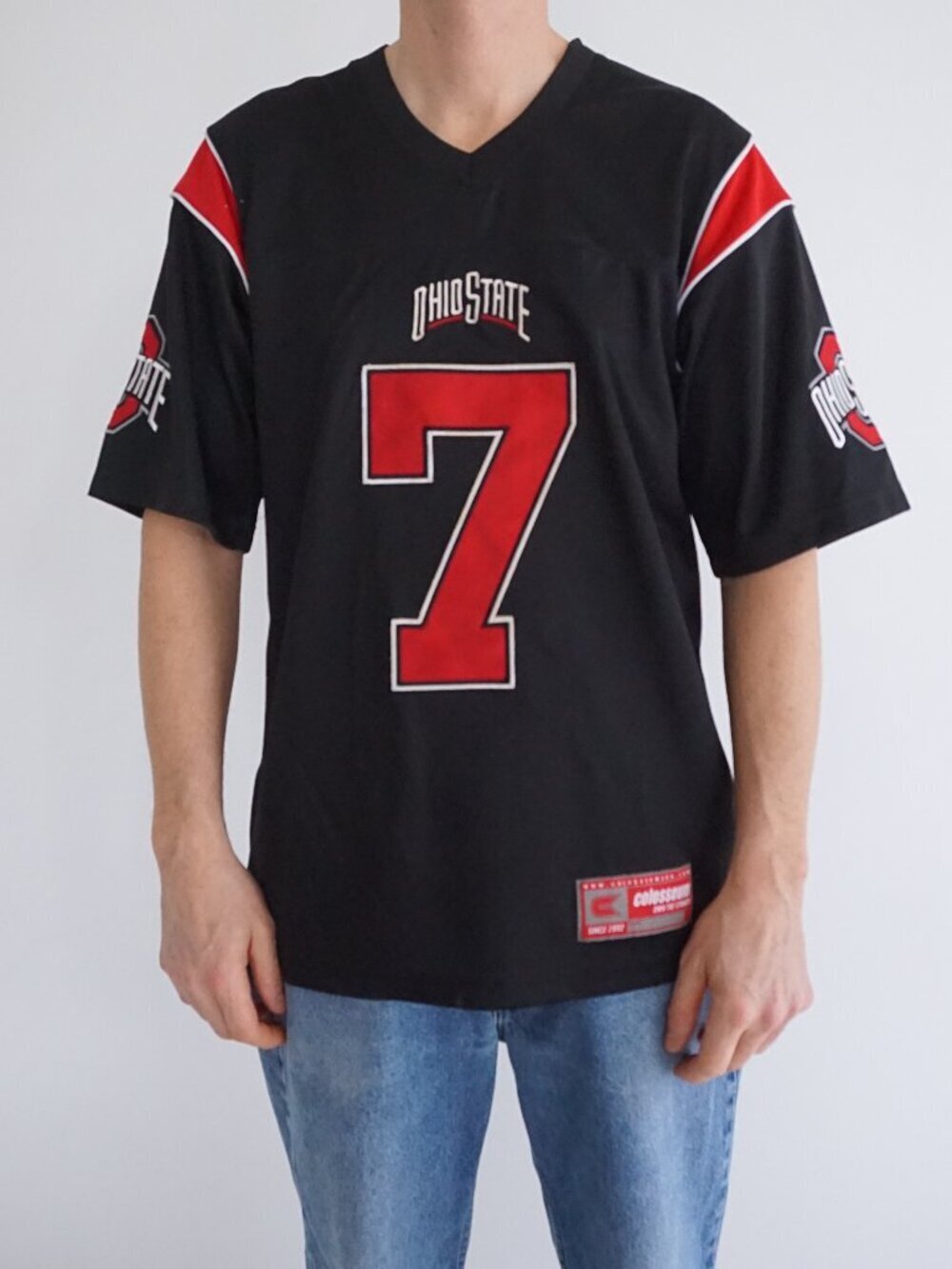 Vintage Colosseum Black Red Ohio State Stroud Football Jersey Athletic Shirt S